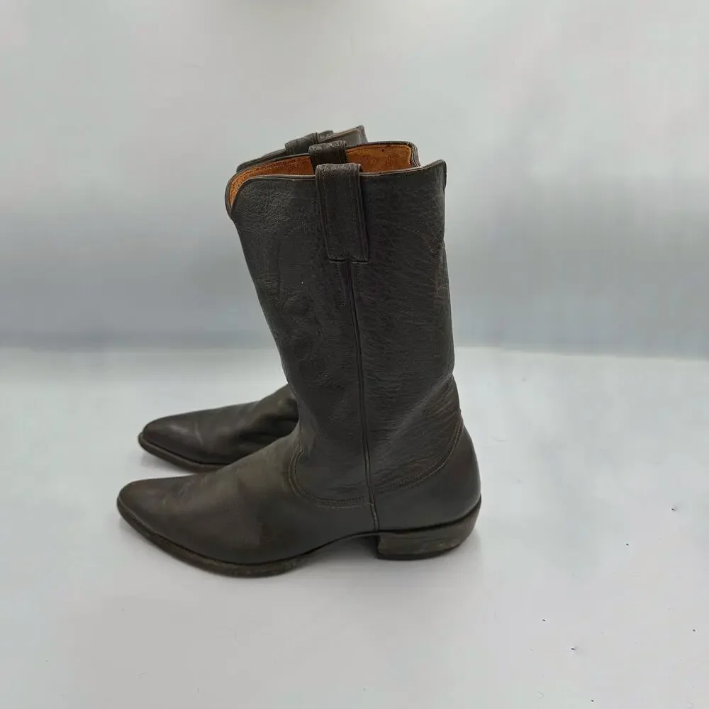 Justin USA Mens Brown Leather Vintage Western Cowboy Boots Sz 11.5D